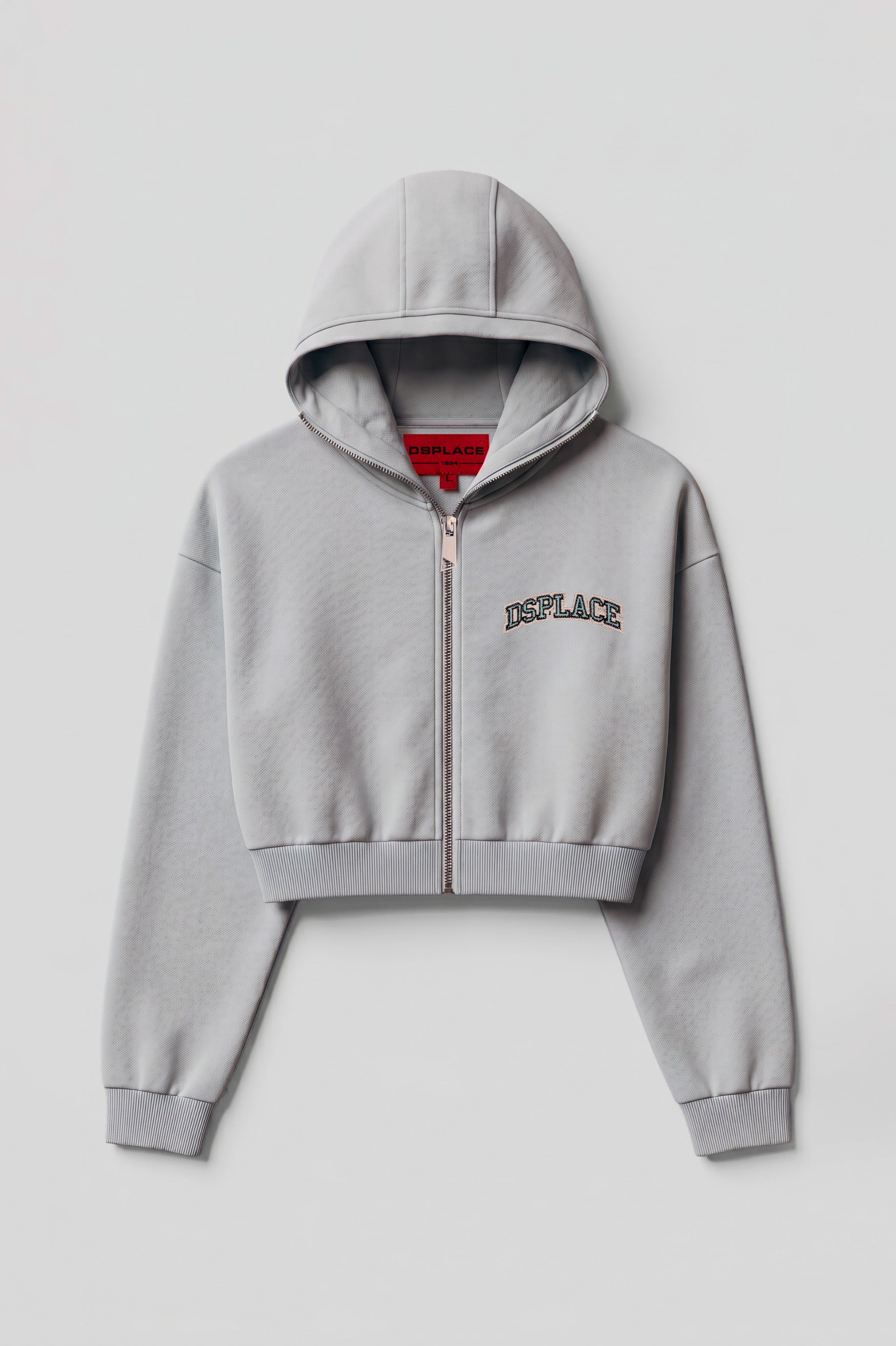 Zyra Cropped Zipper Hoodie - Baby Blue University Logo