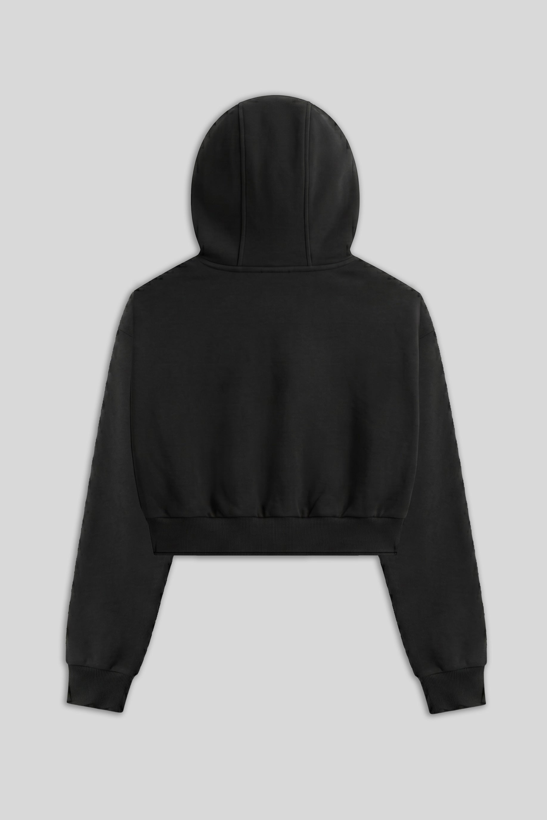 Zyra Cropped Zipper Hoodie - Black University Logo