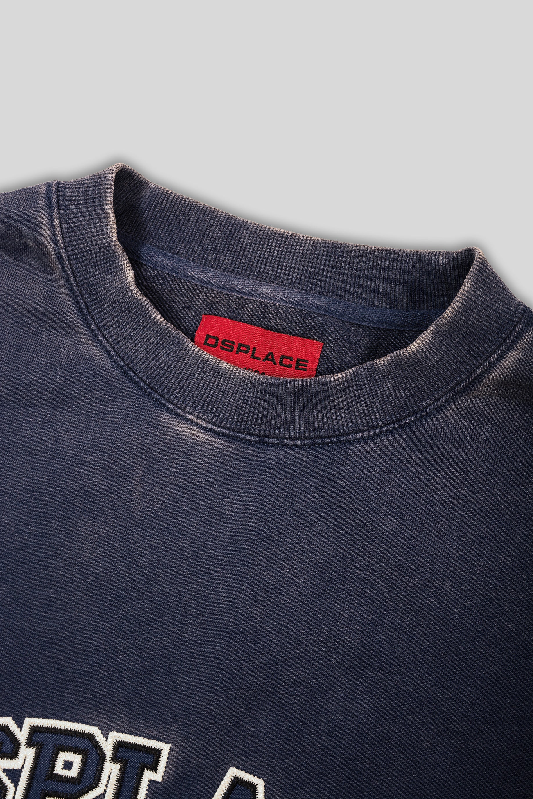 The Ajax Crewneck - Indigo Washed University Logo