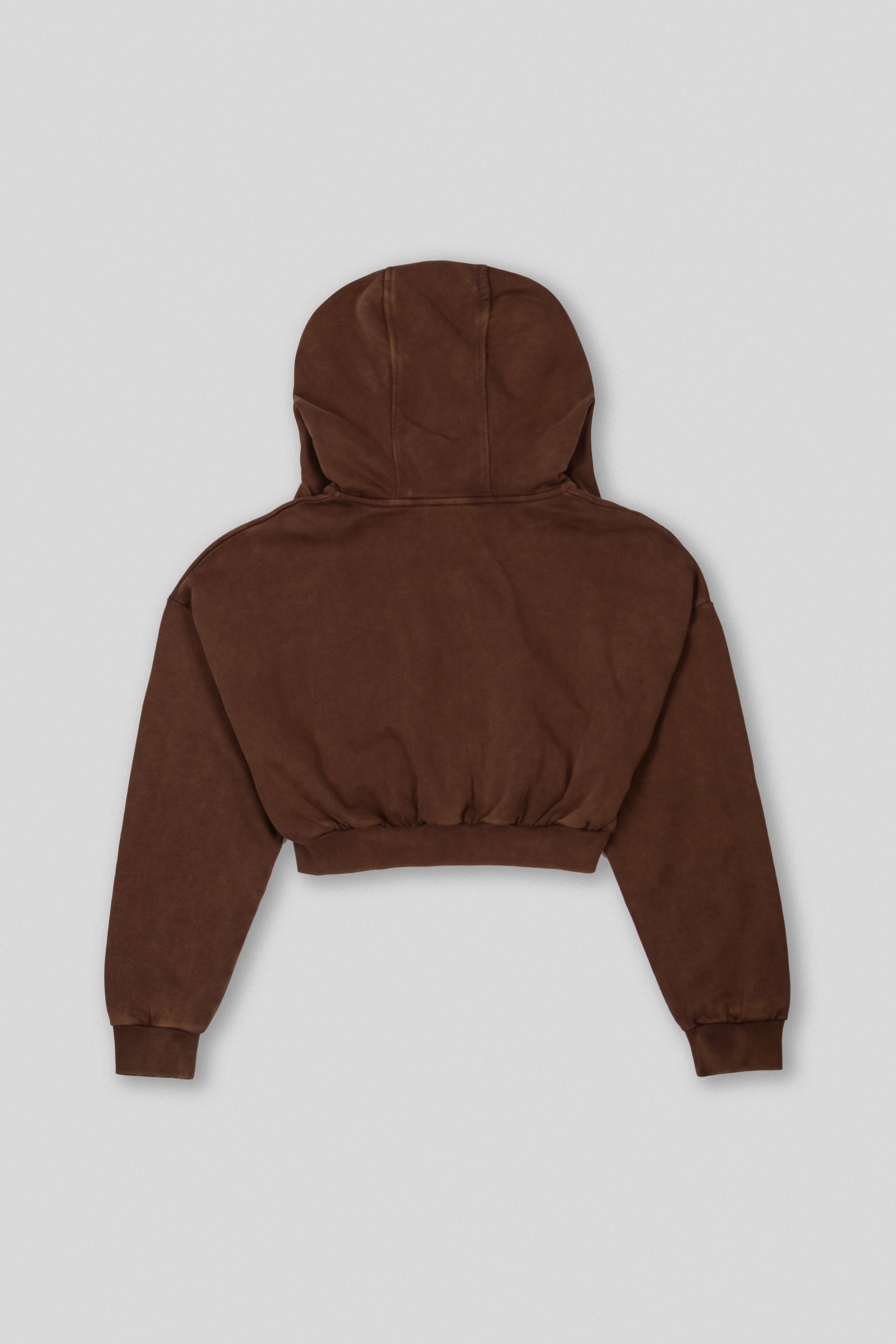 Zyra Cropped Zipper Hoodie - Washed Mocha