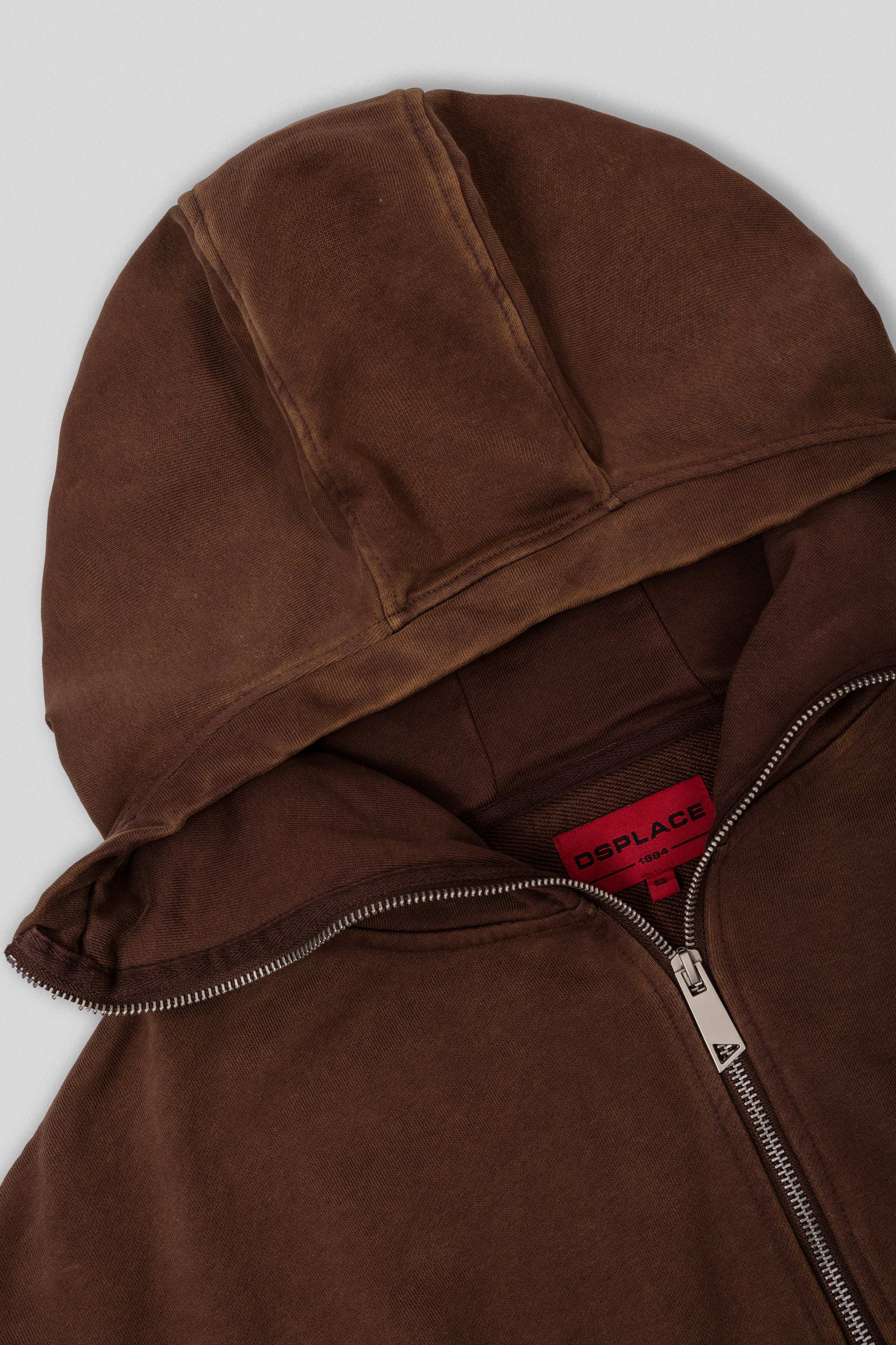 Zyra Cropped Zipper Hoodie - Washed Mocha