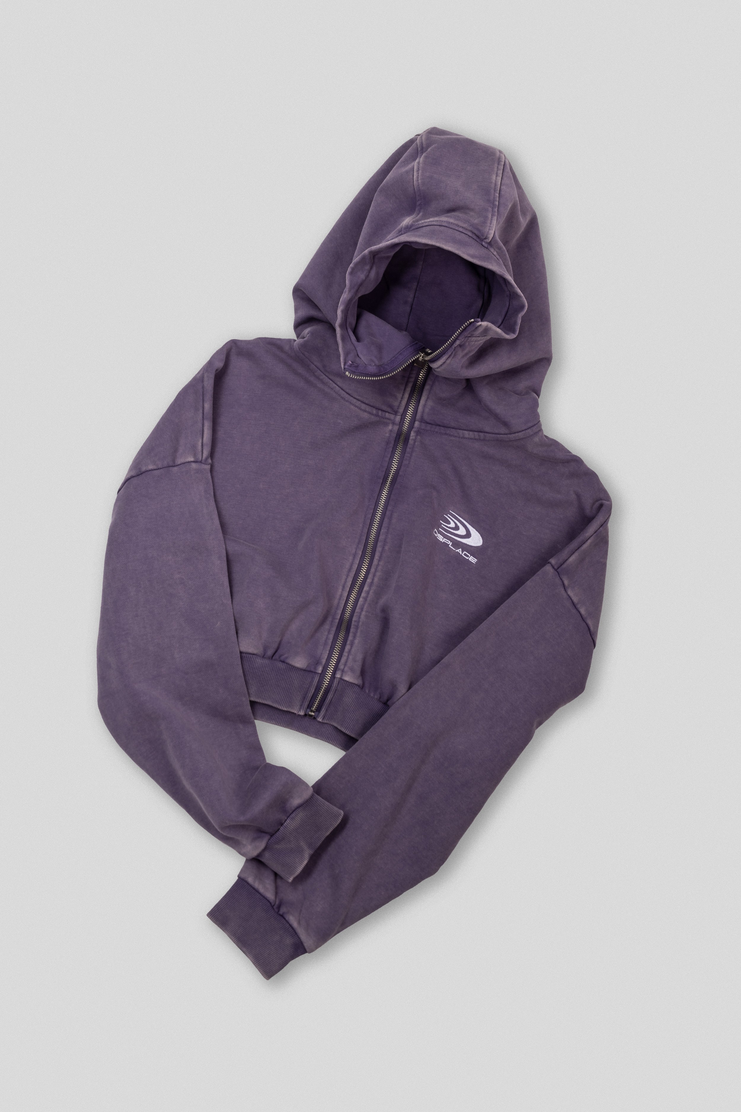 Zyra Cropped Zipper Hoodie - Washed Mauve