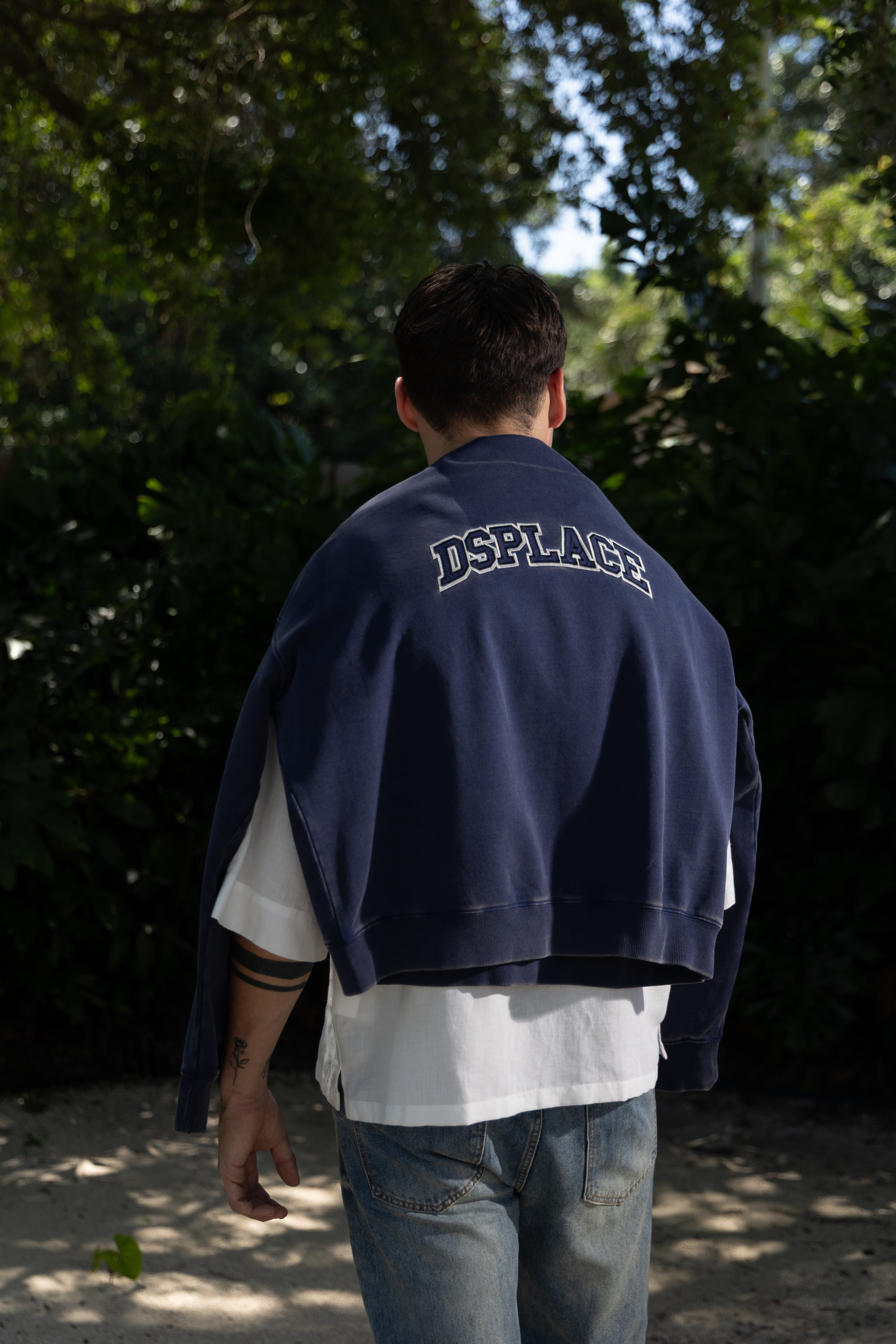 The Ajax Crewneck - Indigo Washed University Logo