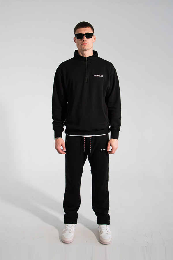 HALF ZIP SWEATER - BLACK