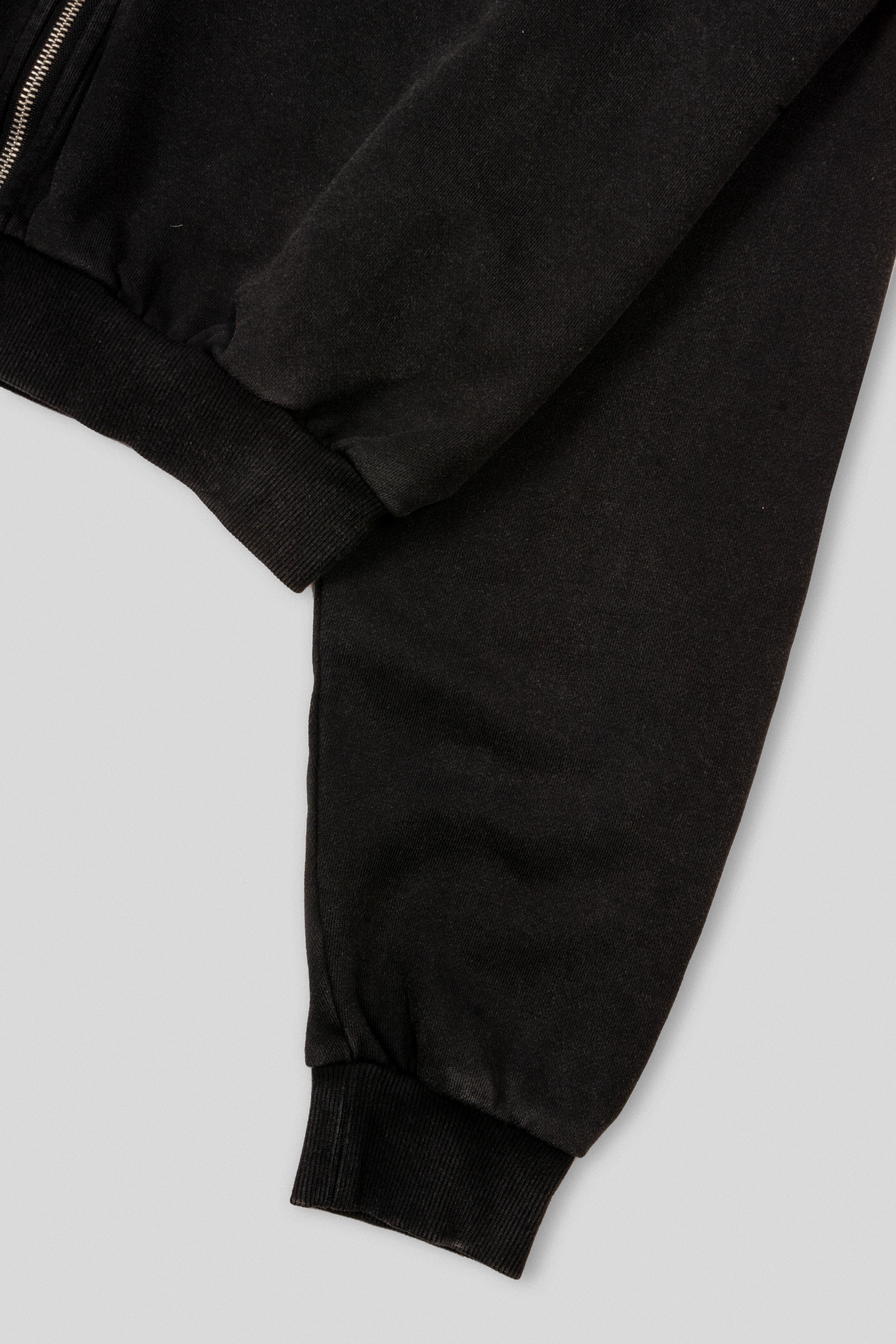 Zyra Cropped Zipper Hoodie - Washed Black