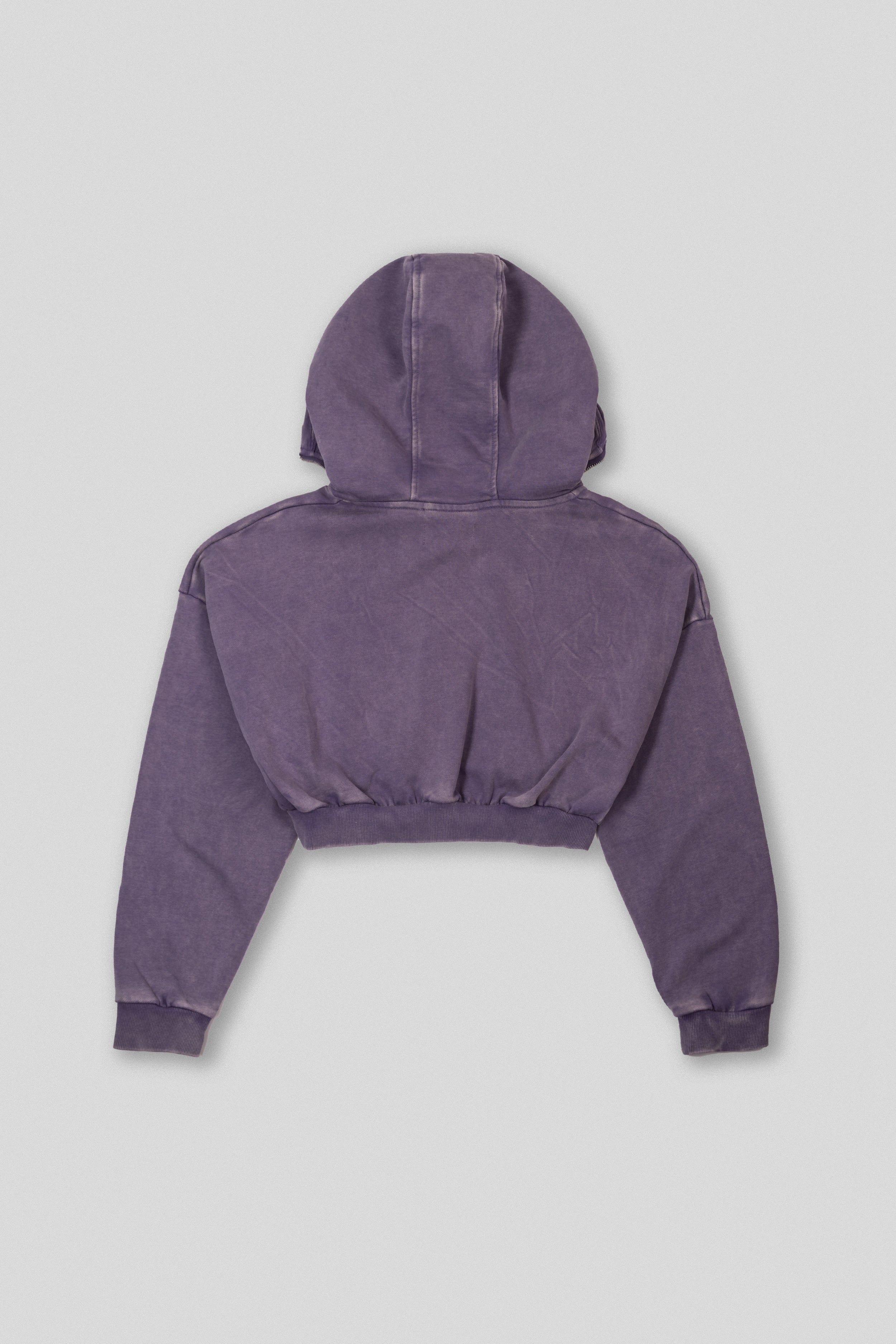 Zyra Cropped Zipper Hoodie - Washed Mauve