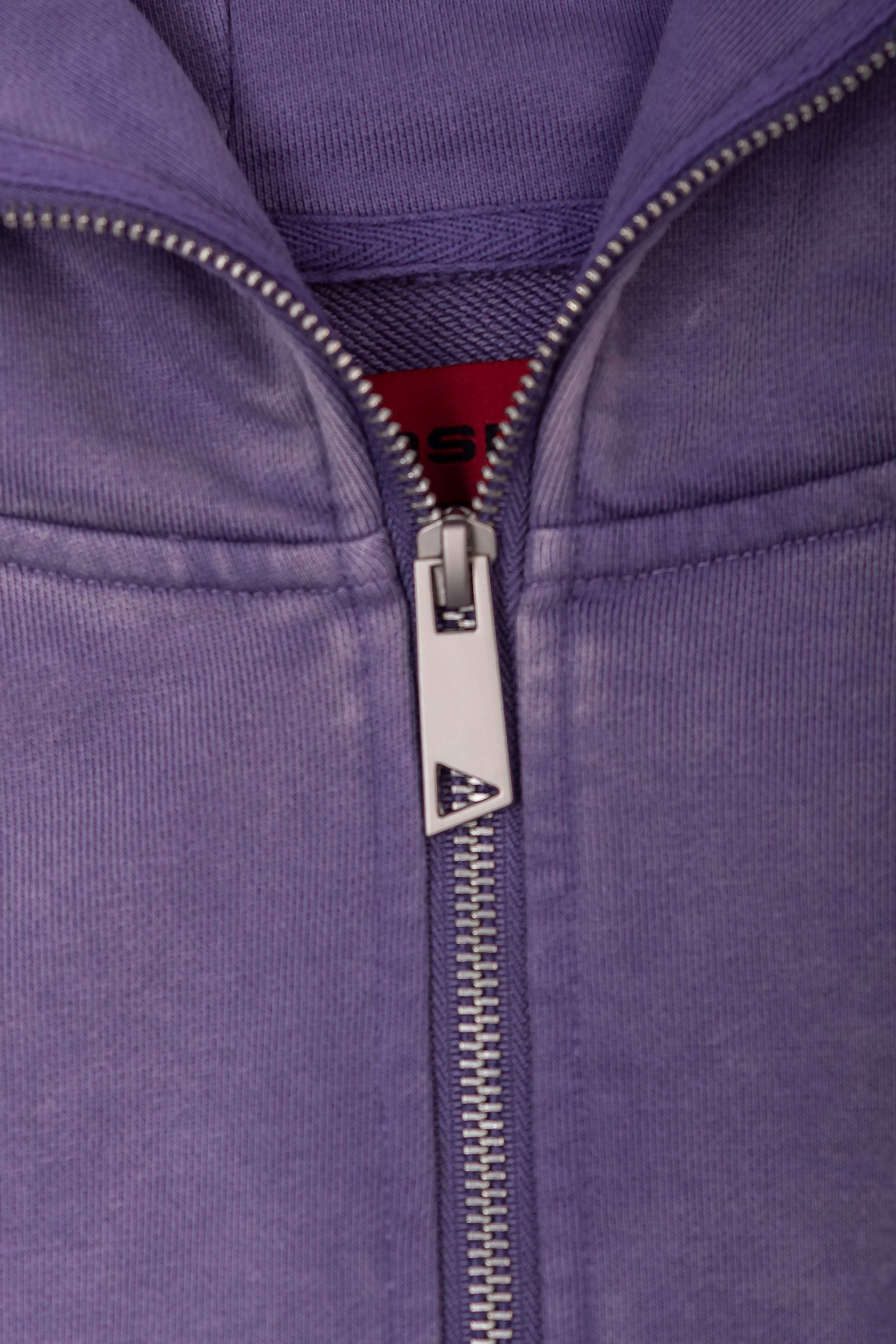 Zyra Cropped Zipper Hoodie - Washed Mauve