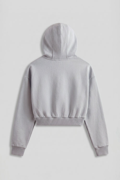 Zyra Cropped Zipper Hoodie - Baby Blue University Logo