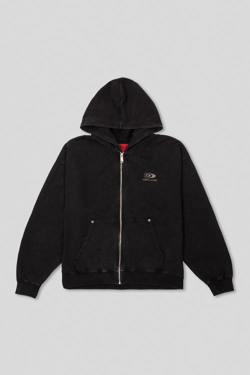 Arden Zipper Hoodie - Washed Black