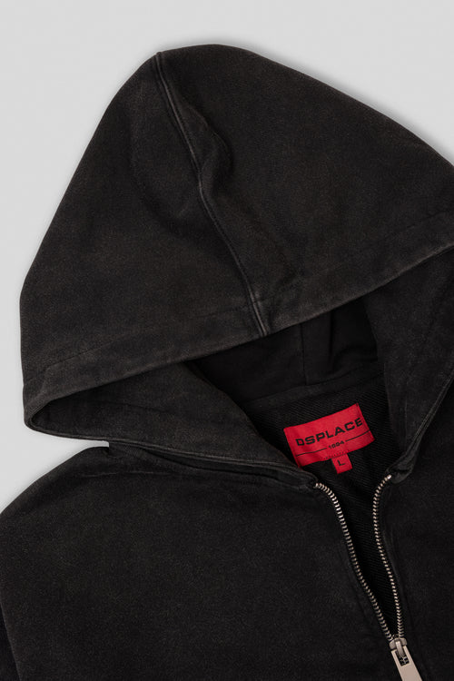 Arden Zipper Hoodie - Washed Black