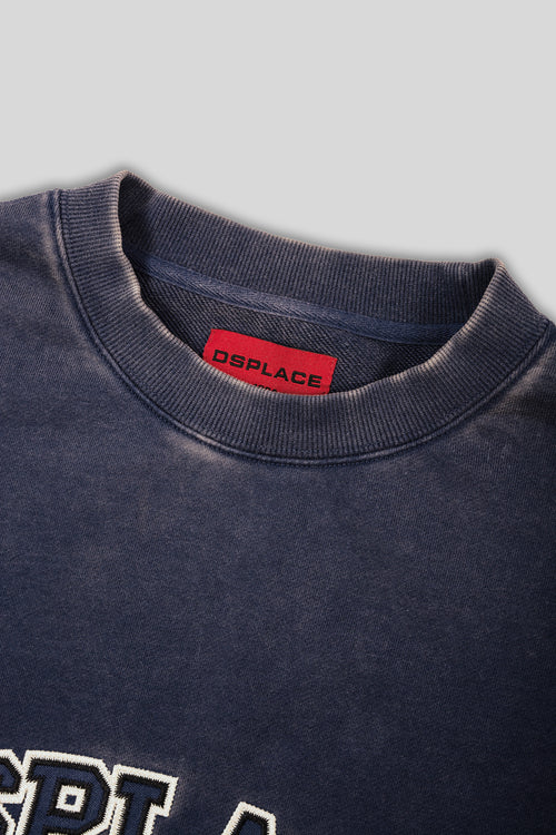 The Ajax Crewneck - Indigo Washed University Logo