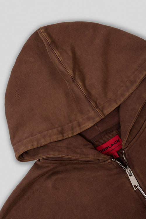 Arden Zipper Hoodie - Washed Mocha