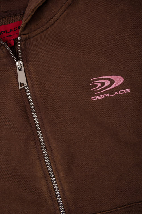 Arden Zipper Hoodie - Washed Mocha