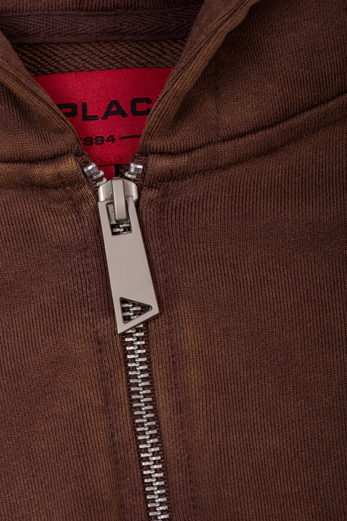 Arden Zipper Hoodie - Washed Mocha