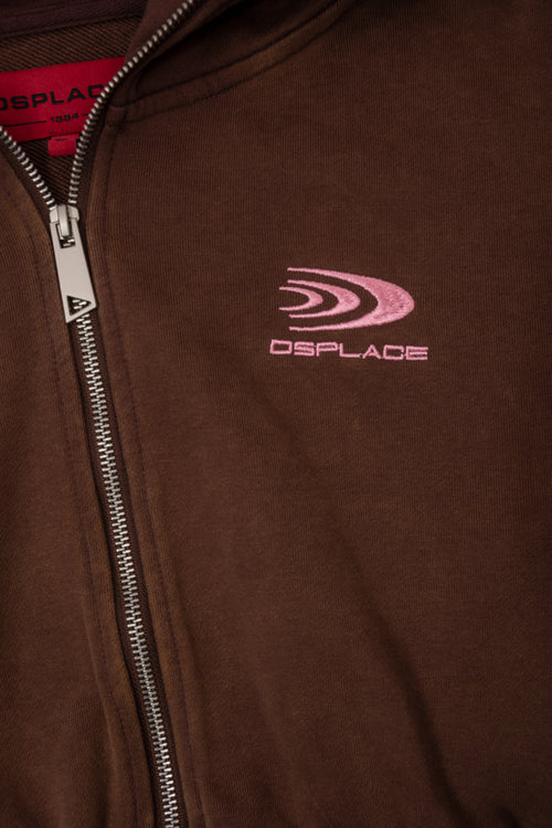 Zyra Cropped Zipper Hoodie - Washed Mocha