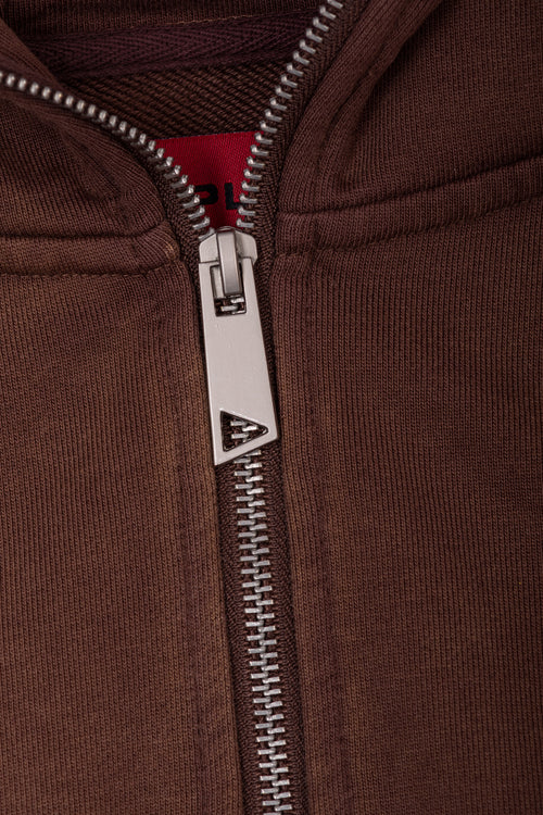Zyra Cropped Zipper Hoodie - Washed Mocha