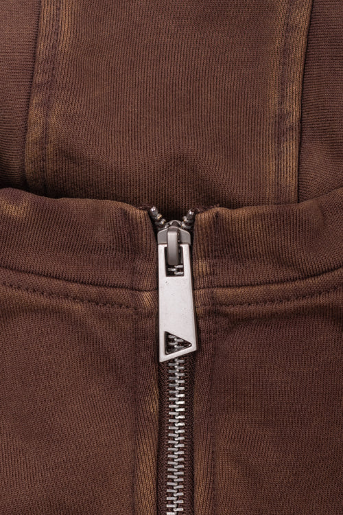 Zyra Cropped Zipper Hoodie - Washed Mocha