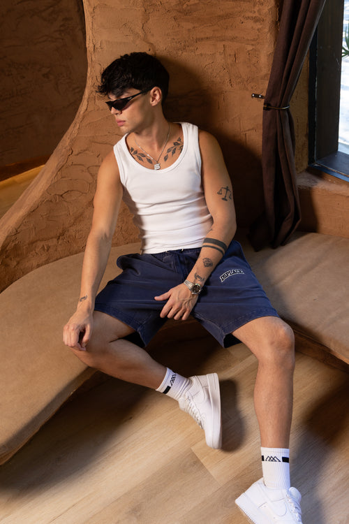 Freedom Shorts - Indigo Washed University Logo