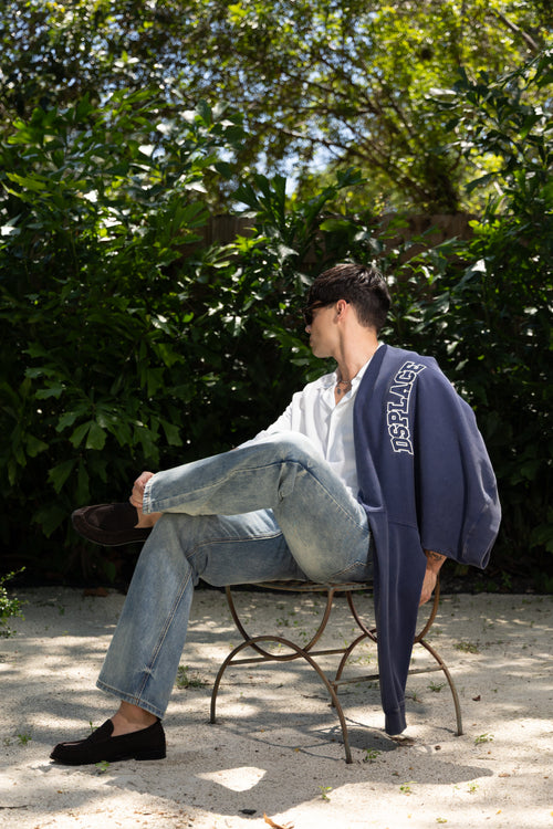 The Ajax Crewneck - Indigo Washed University Logo