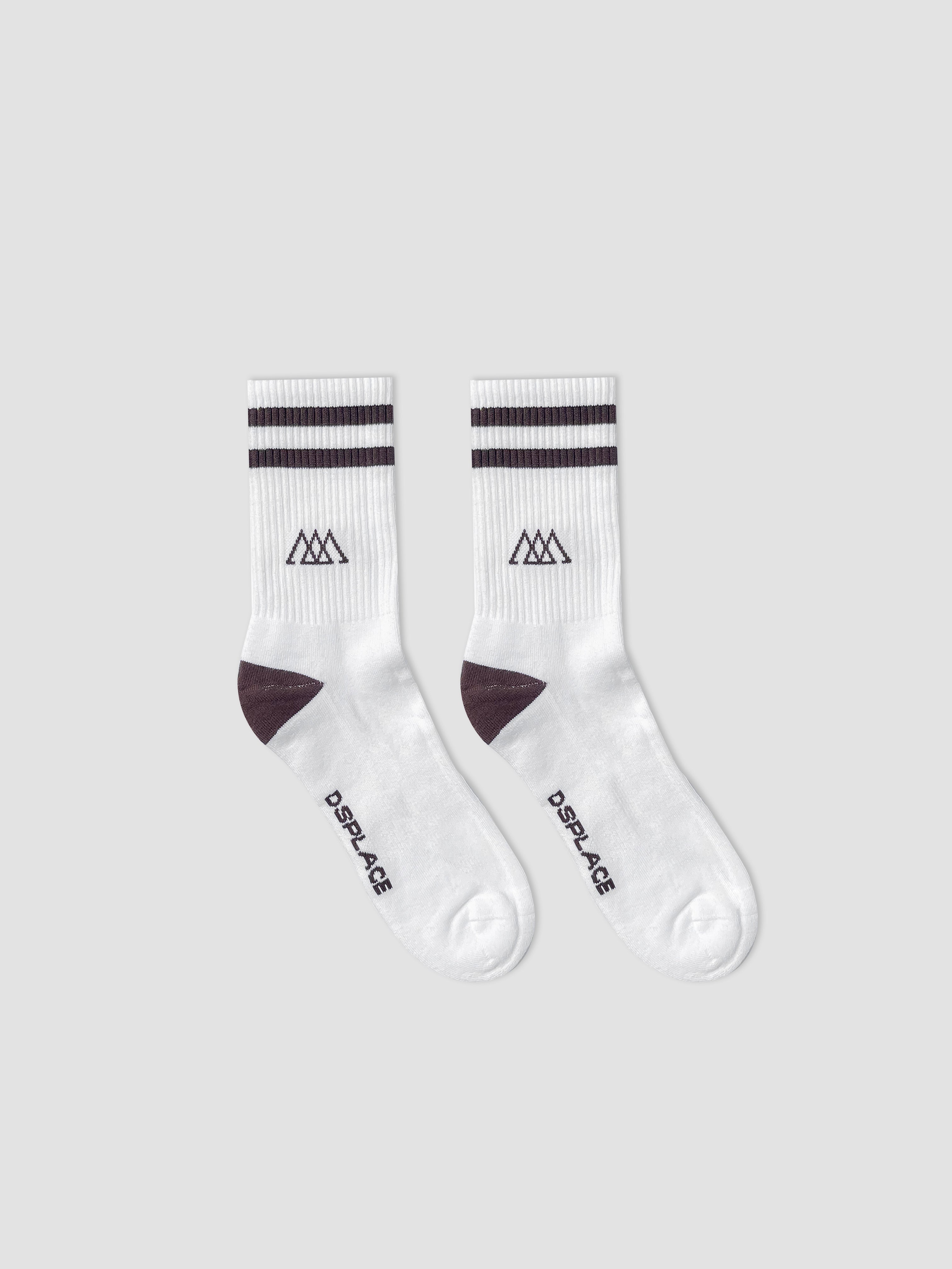 Racer Socks 2S - White / Chocolate Brown