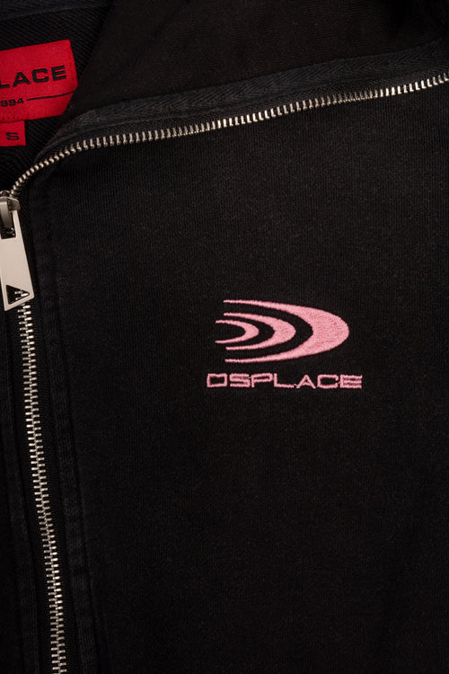 Zyra Cropped Zipper Hoodie - Washed Black