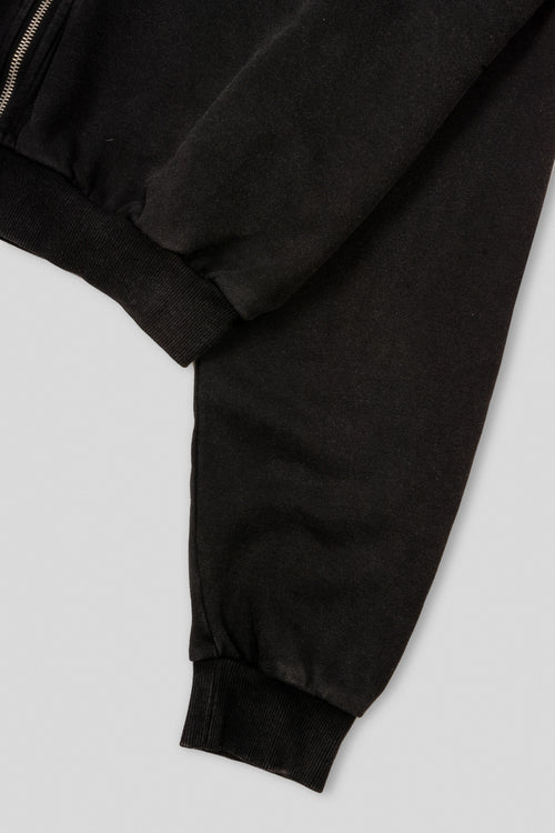 Zyra Cropped Zipper Hoodie - Washed Black