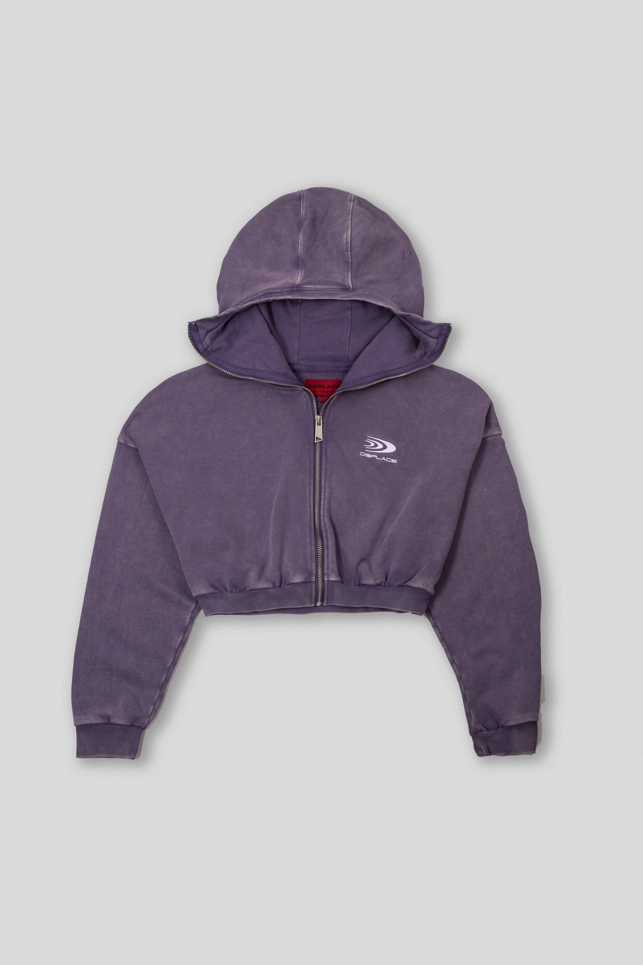 Zyra Cropped Zipper Hoodie - Washed Mauve