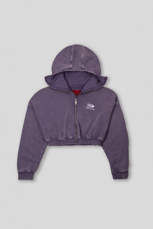 Zyra Cropped Zipper Hoodie - Washed Mauve