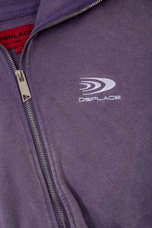 Zyra Cropped Zipper Hoodie - Washed Mauve