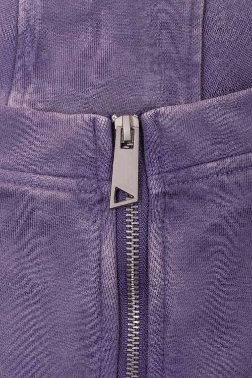 Zyra Cropped Zipper Hoodie - Washed Mauve
