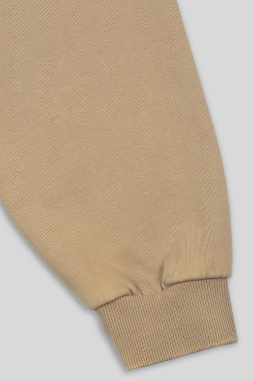 Zyra Cropped Zipper Hoodie - Tan