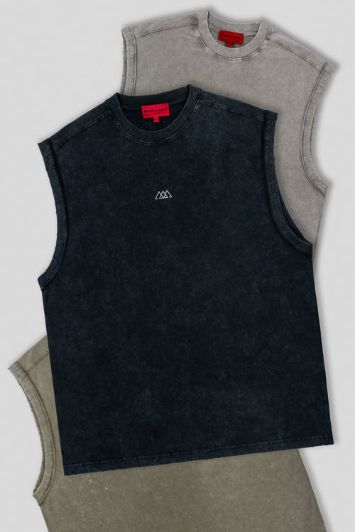 Brickell Sleeveless Tank - Carbon Black Washed