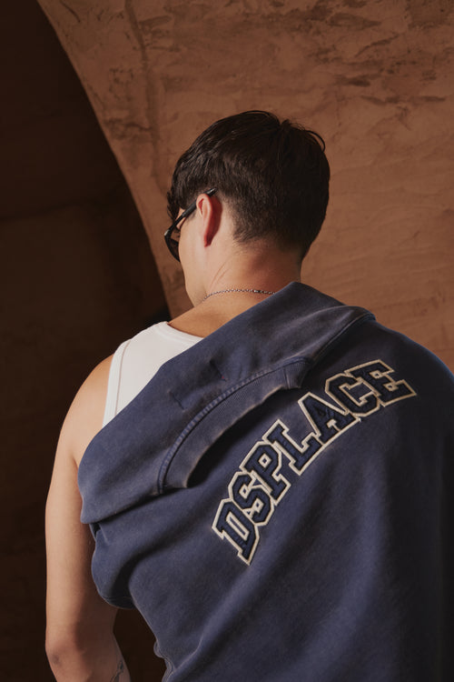The Ajax Crewneck - Indigo Washed University Logo