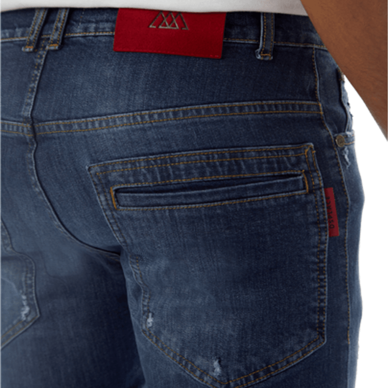 Zippered Denim Raw Indigo Jeans | Red Alcantara® - DSPLACE