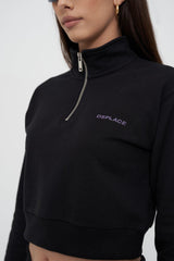 Grace Half Zip Sweater - Night Black - DSPLACE