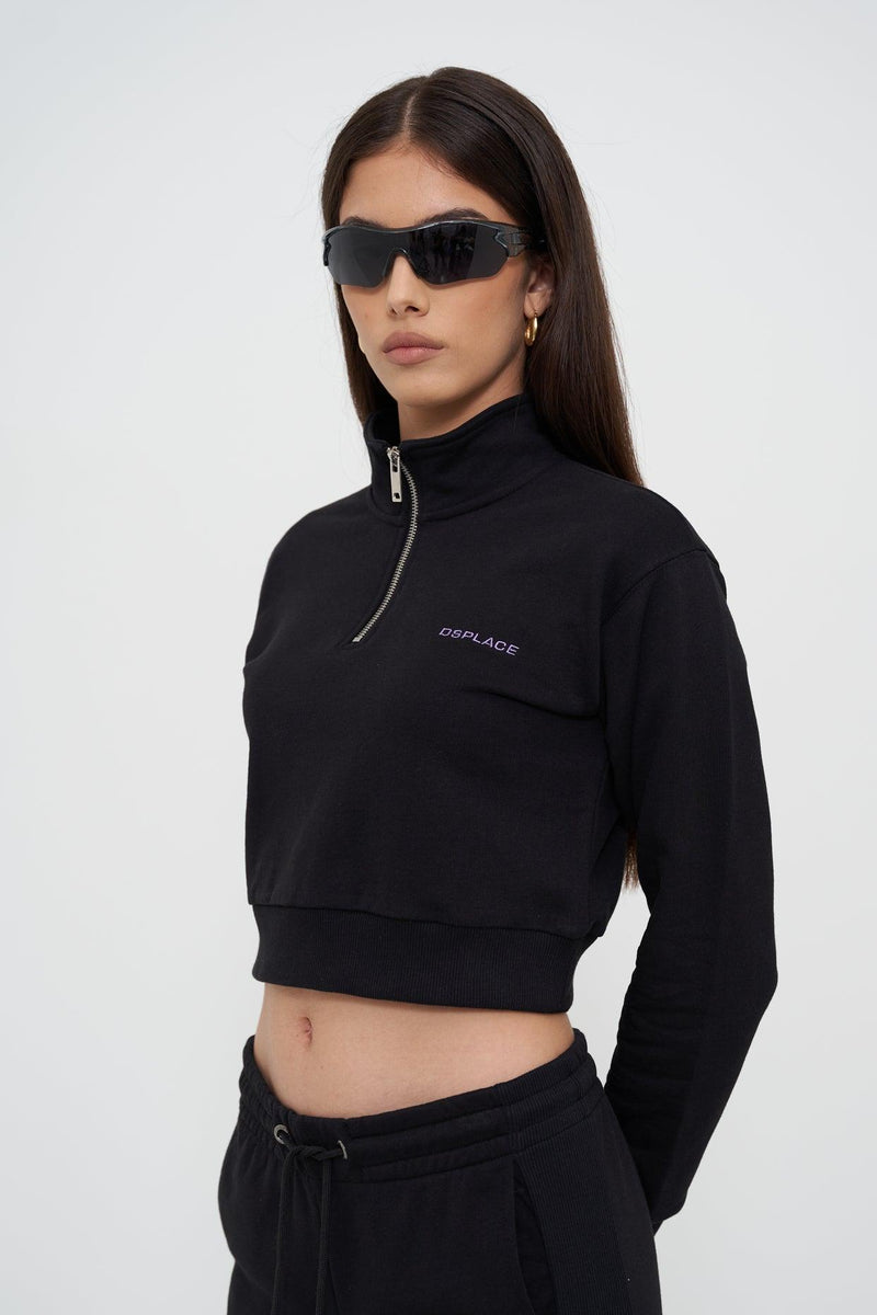 Grace Half Zip Sweater - Night Black - DSPLACE